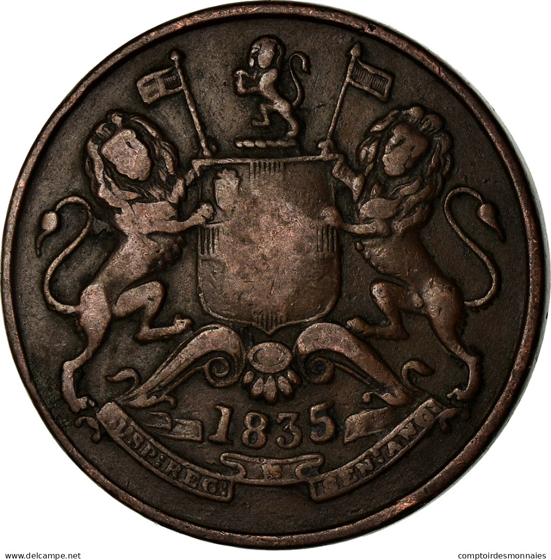 Monnaie, INDIA-BRITISH, 1/2 Anna, 1835, TB, Cuivre, KM:447.1 - Colonies