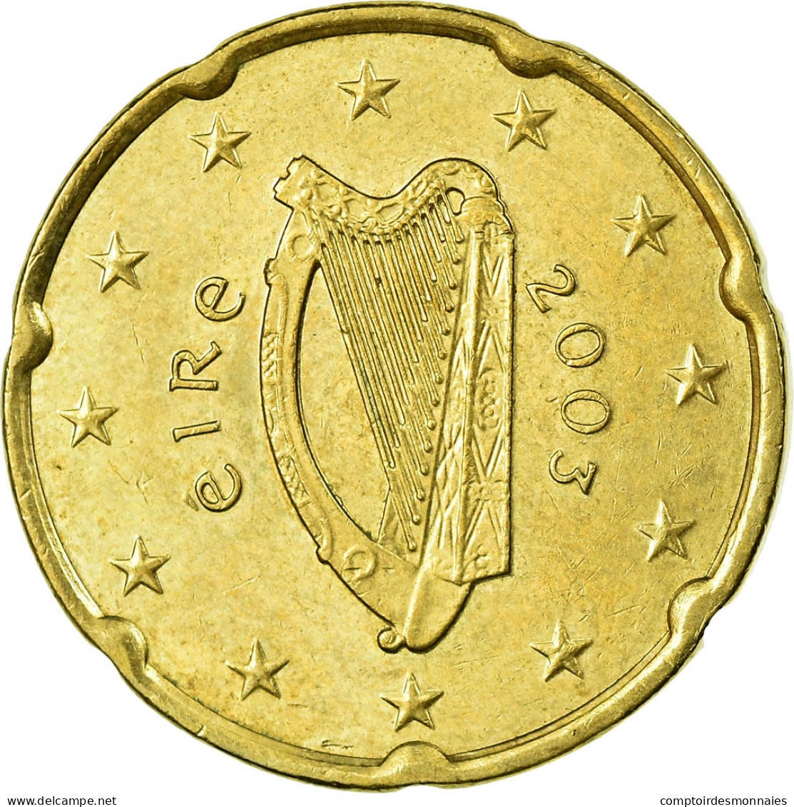 IRELAND REPUBLIC, 20 Euro Cent, 2003, TTB, Laiton, KM:36 - Ierland