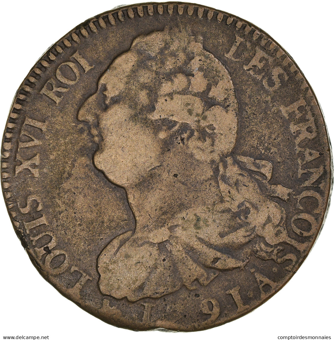 Monnaie, France, Louis XVI, 2 Sols François, 2 Sols, 1791, Paris, TTB, Bronze - Other & Unclassified