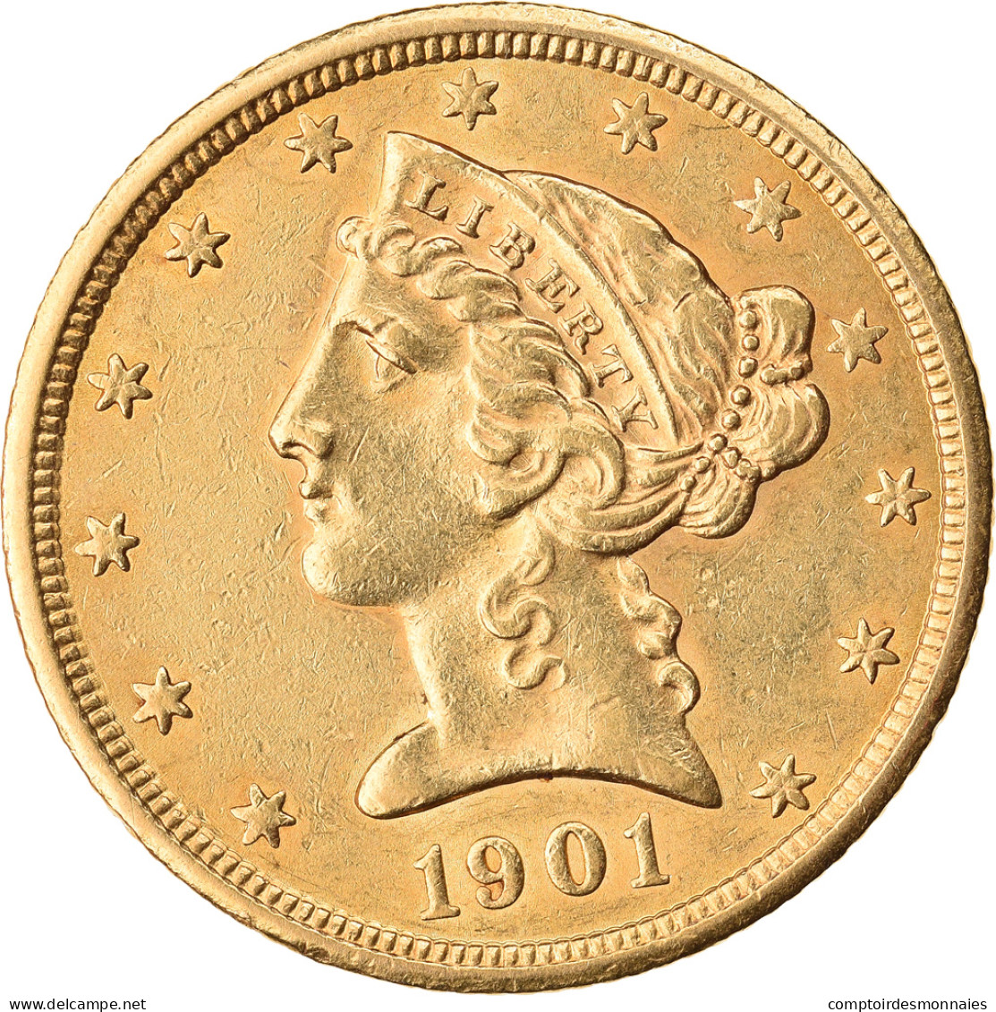 Monnaie, États-Unis, Coronet Head, $5, Half Eagle, 1901, U.S. Mint, San - 10$ - Eagles - 1866-1907: Coronet Head