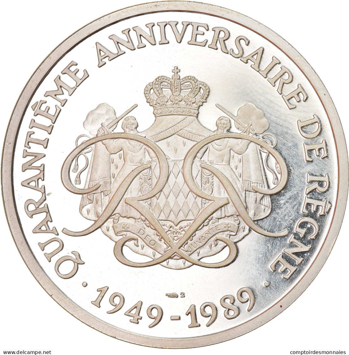 Monaco, Médaille, 40 ème Anniversaire De Rainier III, 1989, FDC, Argent - Andere & Zonder Classificatie