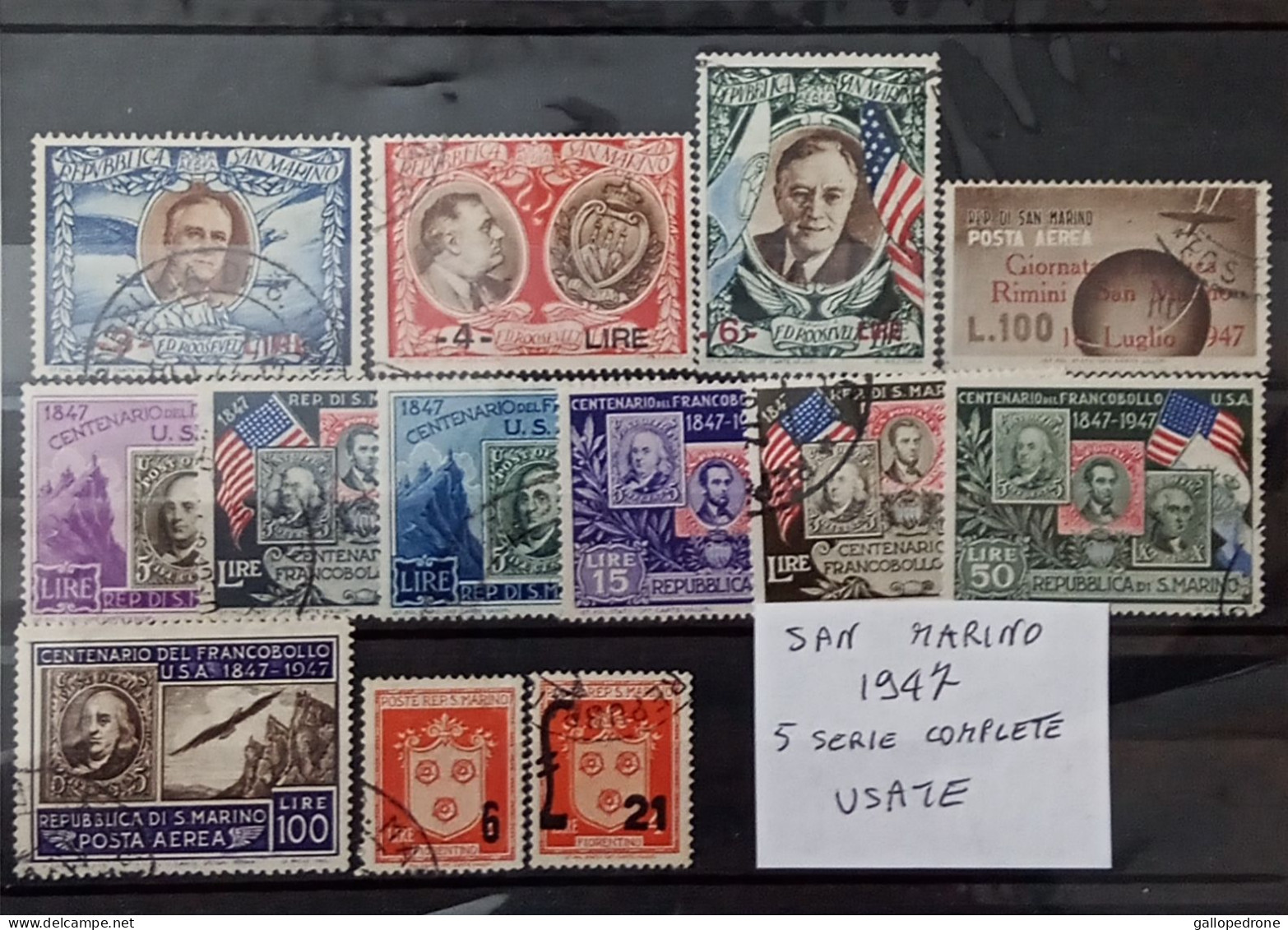 1947 San Marino, 5 Serie Complete-Francobolli Usati 13 Valori - Gebruikt