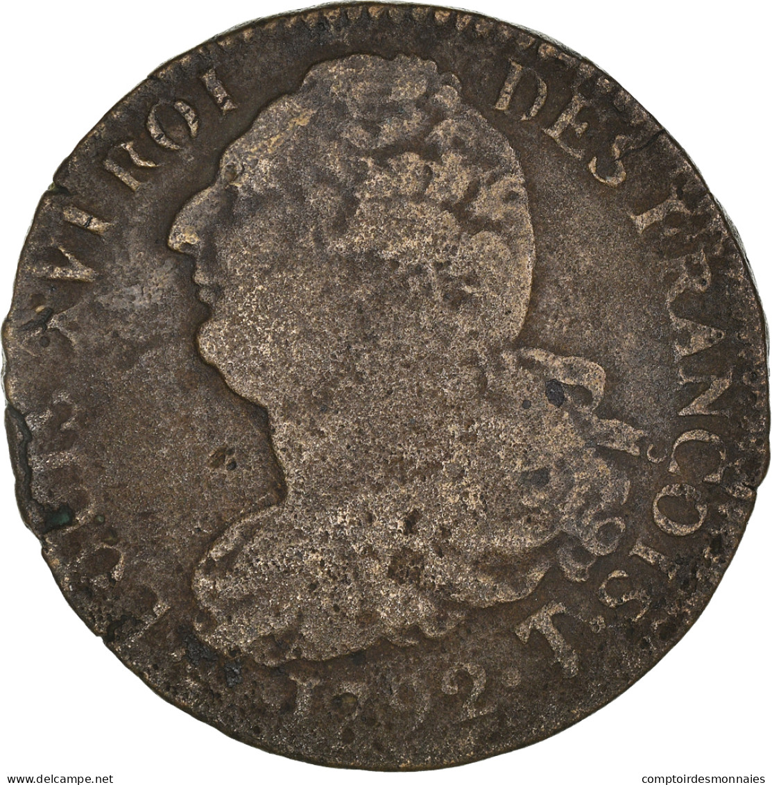 Monnaie, France, Louis XVI, 2 Sols, 1792, Saumur, TB, Bronze, Gadoury:25 - Altri & Non Classificati