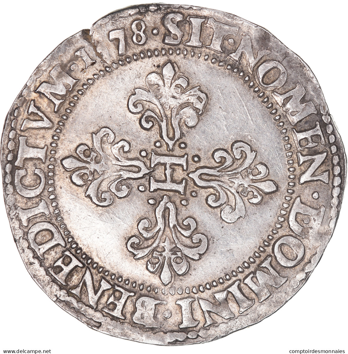 Monnaie, France, Henri III, Franc Au Col Plat, 1578, Rennes, TTB, Argent - 1574-1589 Enrique III