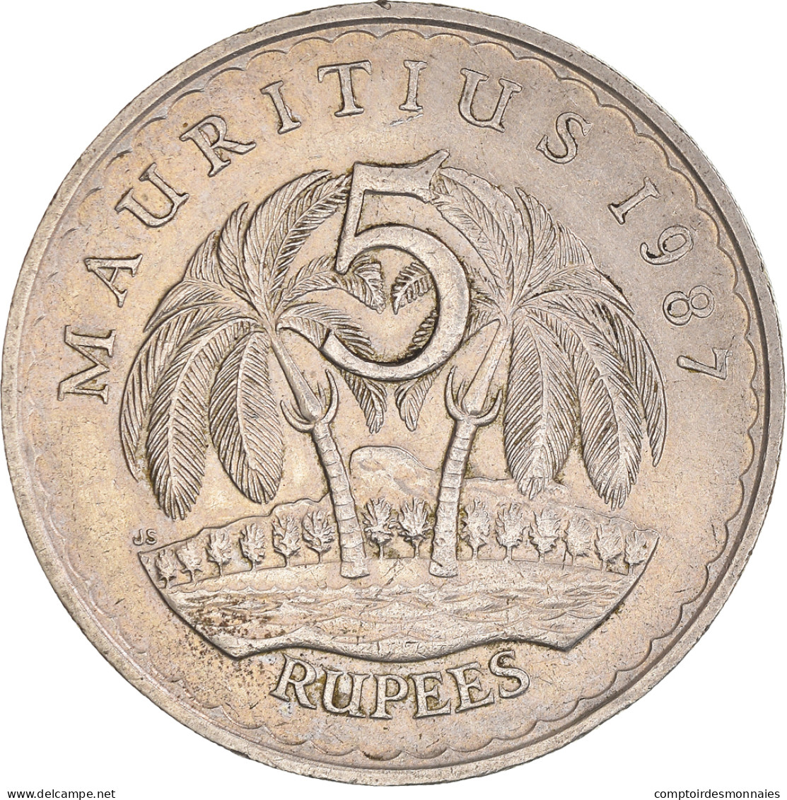 Monnaie, Maurice, 5 Rupees, 1987, TTB, Cupro-nickel, KM:56 - Maurice