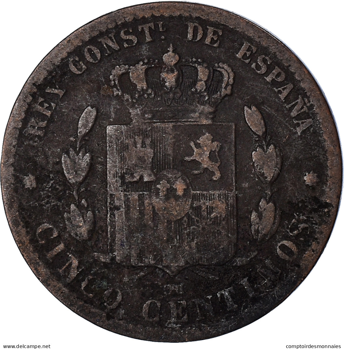 Monnaie, Espagne, 5 Centimos, 1879 - Premières Frappes