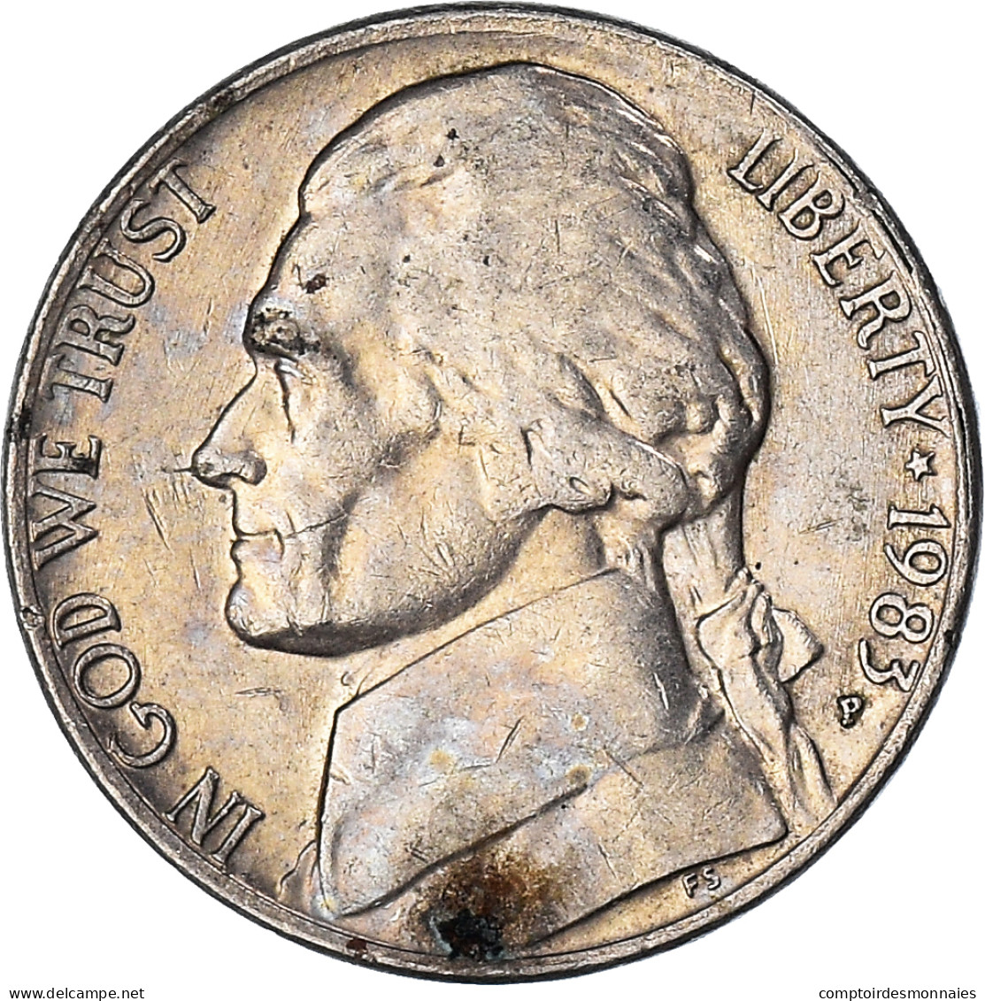 Monnaie, États-Unis, 5 Cents, 1983 - 1938-…: Jefferson