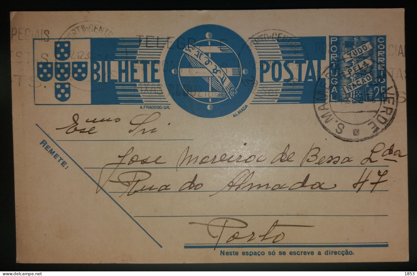 BILHETE POSTAL - TUDO PELA NAÇÂO - MARCOFILIA - S.MAMEDE DE VILA VERDE - Storia Postale