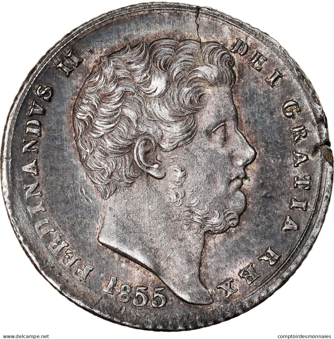 Monnaie, États Italiens, NAPLES, Ferdinando II, 20 Grana, 1855, SUP+, Argent - Naples & Sicile