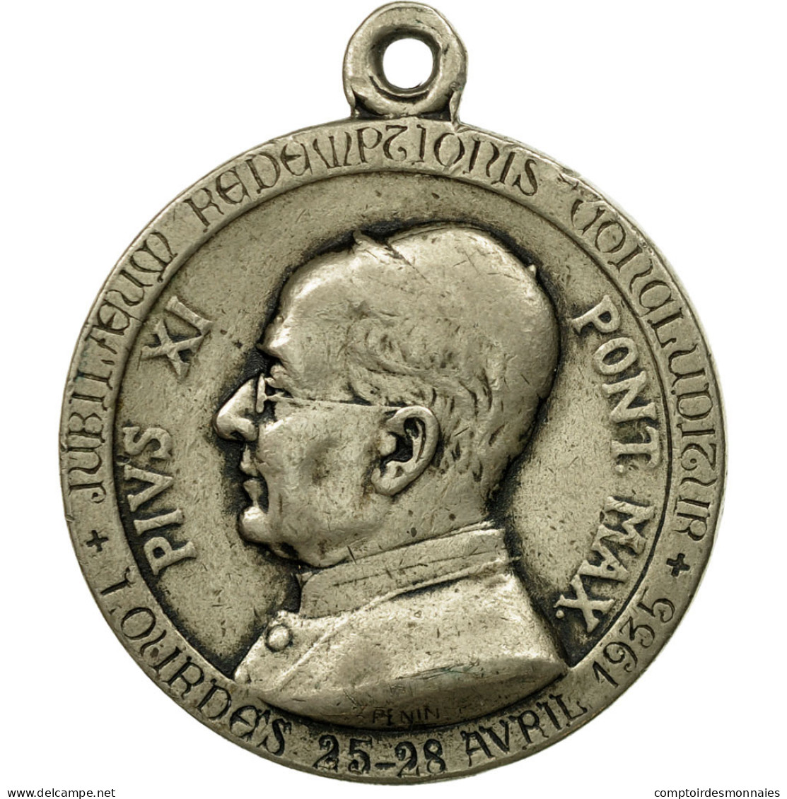 Vatican, Médaille, Pie XI à Lourdes, 1935, Penin, TTB+, Silvered Bronze - Andere & Zonder Classificatie