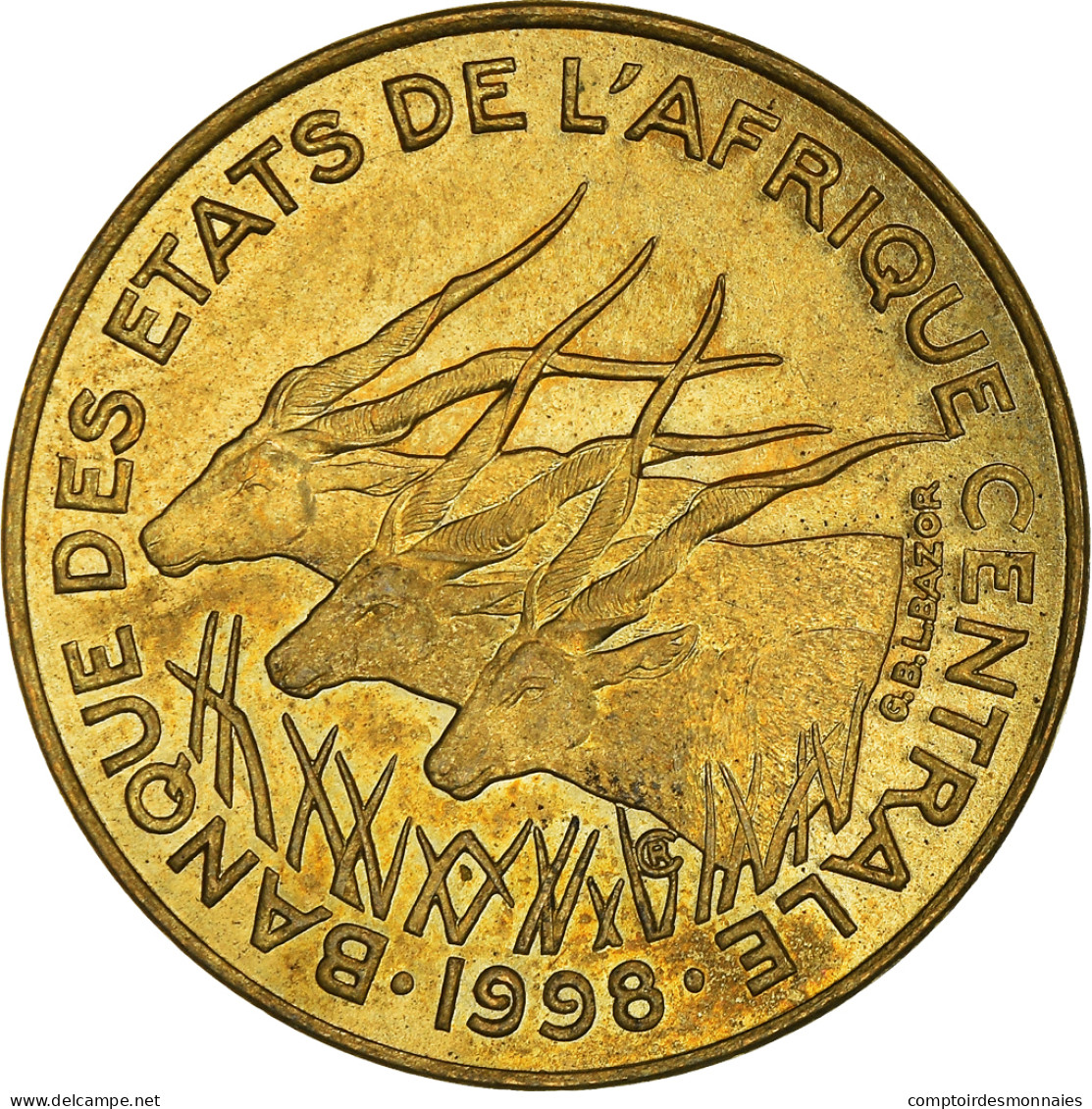 Monnaie, États De L'Afrique Centrale, 10 Francs, 1998 - República Centroafricana