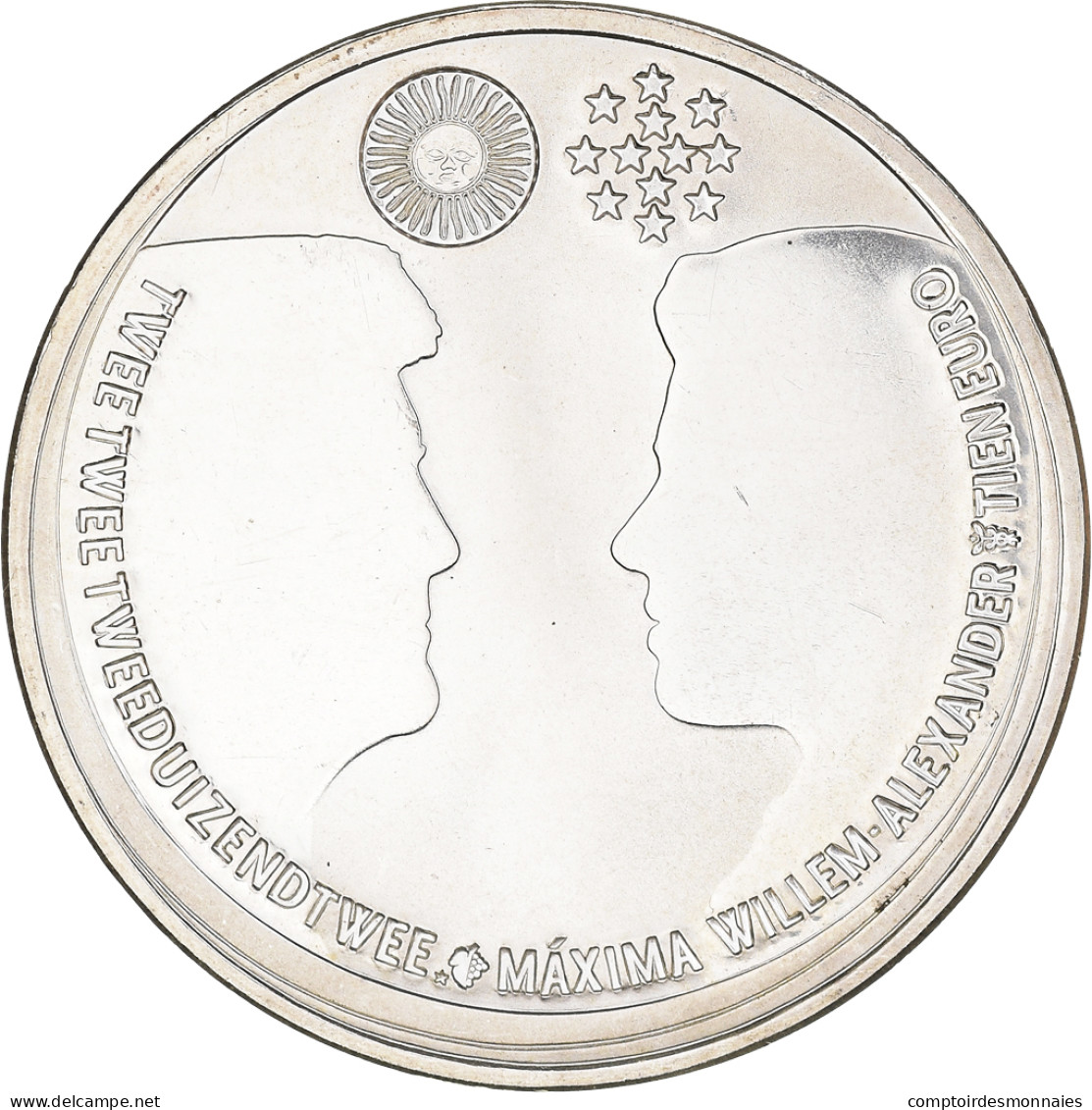 Pays-Bas, 10 Euro, 2002, B Wedding Of Willem Alexander And Maxima,, SUP, Argent - Pays-Bas