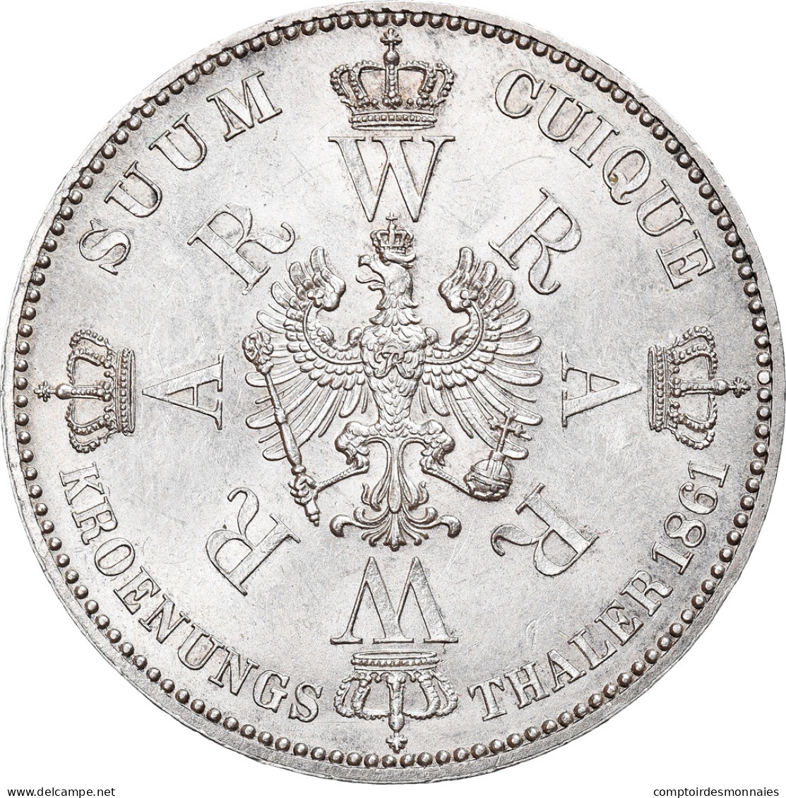 Monnaie, Etats Allemands, PRUSSIA, Wilhelm I, Thaler, 1861, Berlin, SUP, Argent - Taler Et Doppeltaler