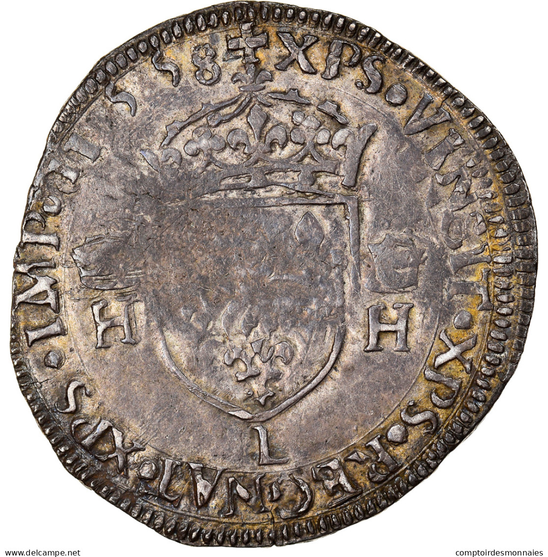 Monnaie, France, Henri II, 1/2 Teston, 1558, Bayonne, TB+, Argent, Duplessy:984 - 1559-1560 Francesco II