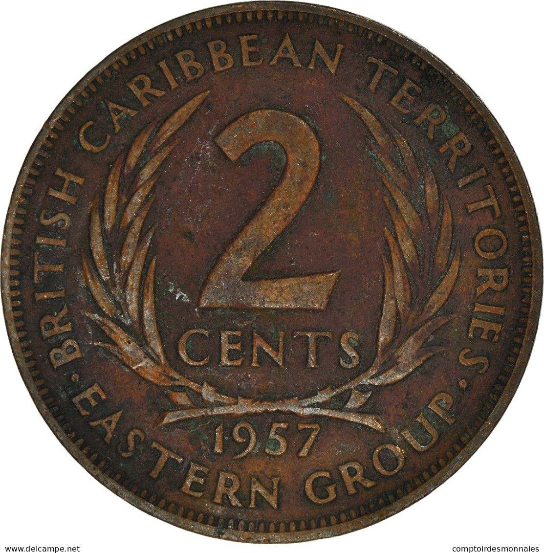 Monnaie, Territoires Britanniques Des Caraïbes, 2 Cents, 1957-1963 - Territoires Britanniques Des Caraïbes