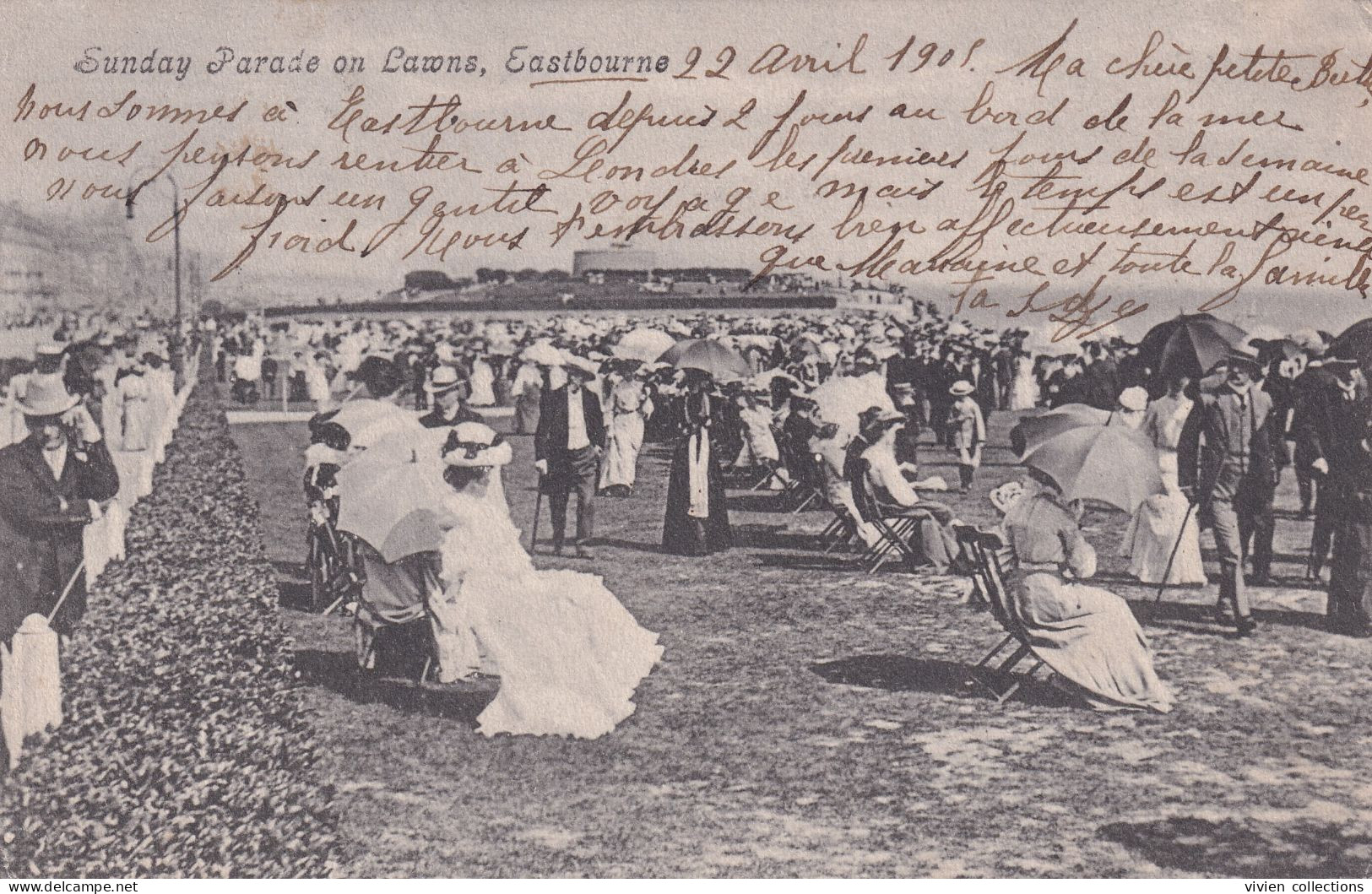 Royaume Uni Sussex Sunday Parade On Lawns Eastbourne Circulée 1905 - Eastbourne