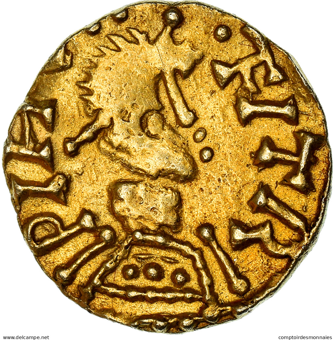 Monnaie, France, Triens, Monétaire Hildebodus, 600-670, Dun-le-Poëlier, TTB - 470-751 Merovingian