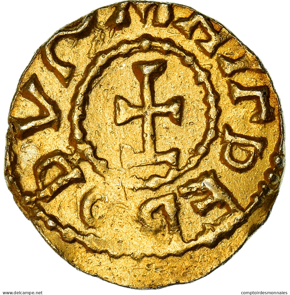 Monnaie, France, Triens, Monétaire Hildebodus, 600-670, Dun-le-Poëlier, TTB - 470-751 Merovinger