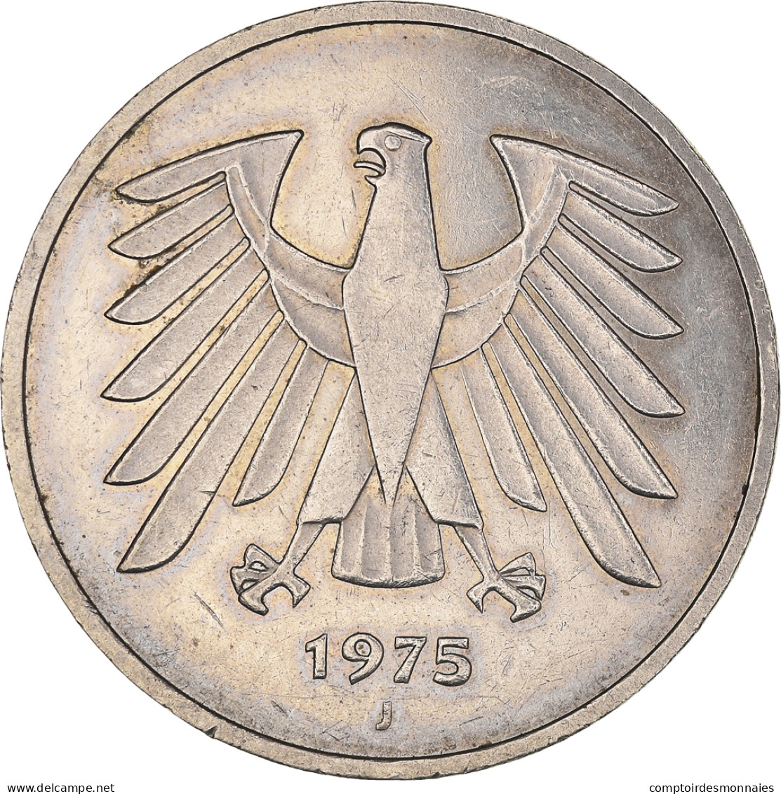 Monnaie, République Fédérale Allemande, 5 Mark, 1975, Hamburg, TTB+ - 5 Marchi