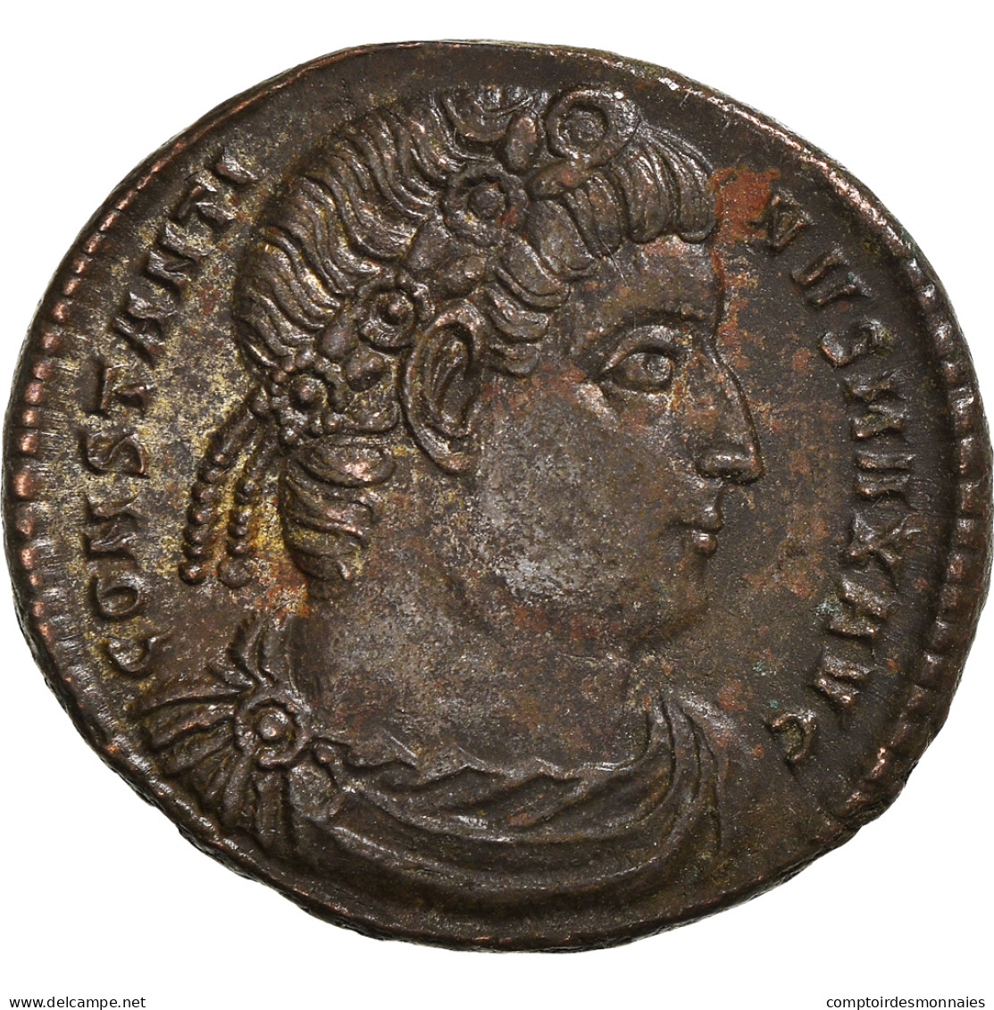 Monnaie, Constantin I, Follis, 329-330, Rome, SUP, Bronze, RIC:322 - L'Empire Chrétien (307 à 363)