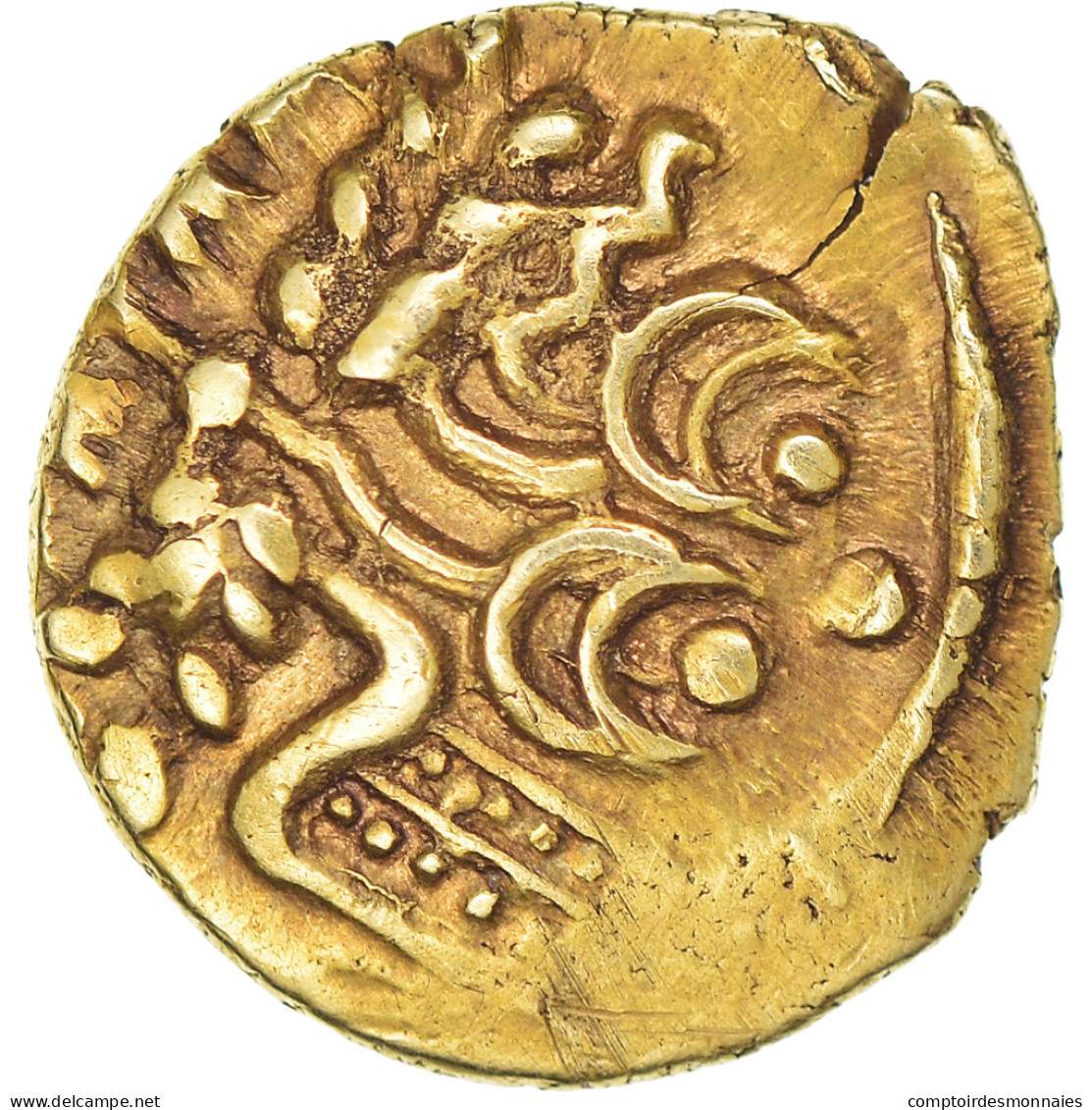 Monnaie, Suessions, 1/4 Statère, 60-50 BC, Rare, SUP, Or, Delestrée:331 - Celtic