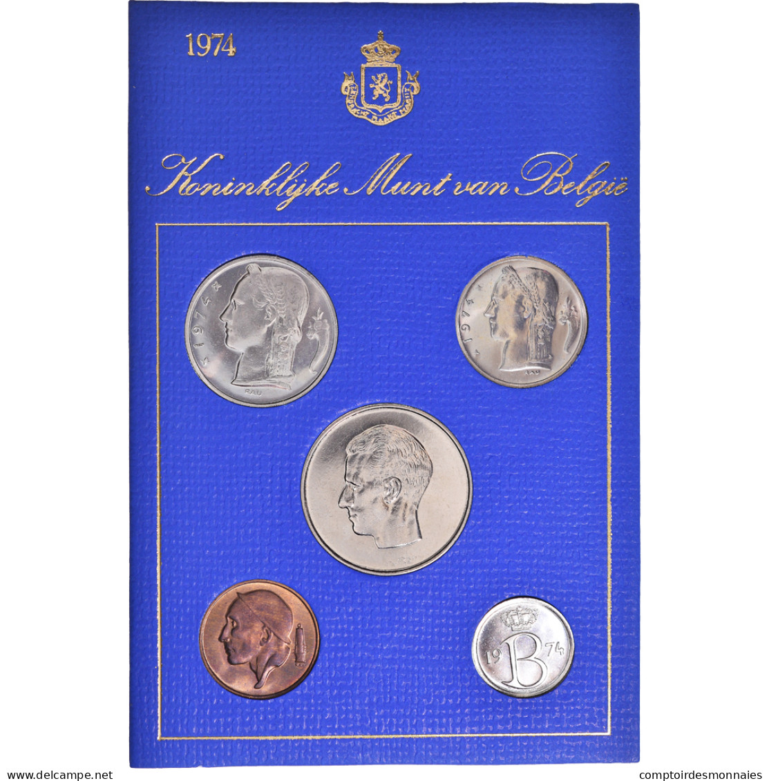 Monnaie, Belgique, Baudouin I, Coffret, 1974, BU - Légende Flamande, FDC - FDC, BU, BE, Astucci E Ripiani