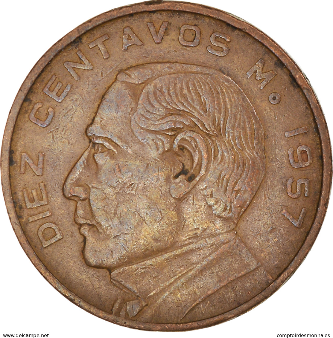 Monnaie, Mexique, 10 Centavos, 1957, Mexico City, TTB, Bronze, KM:433 - Messico