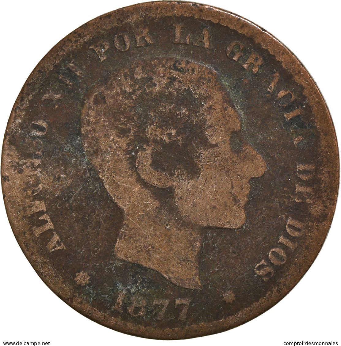 Monnaie, Espagne, 5 Centimos, 1877 - Premières Frappes