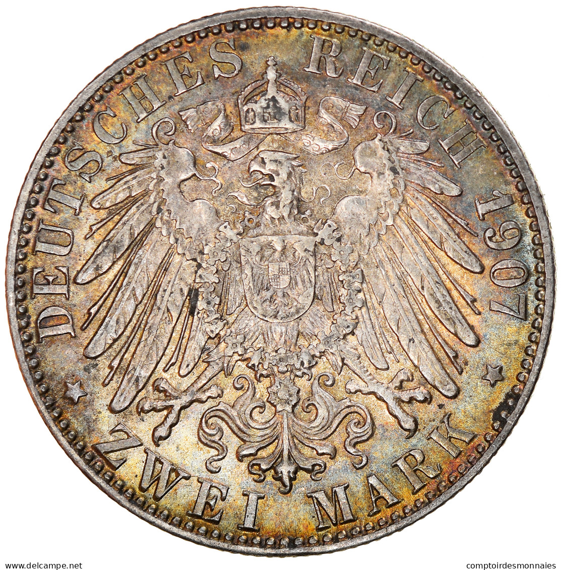 Monnaie, Etats Allemands, BADEN, Friedrich I, 2 Mark, 1907, Stuttgart, TTB+ - Autres & Non Classés