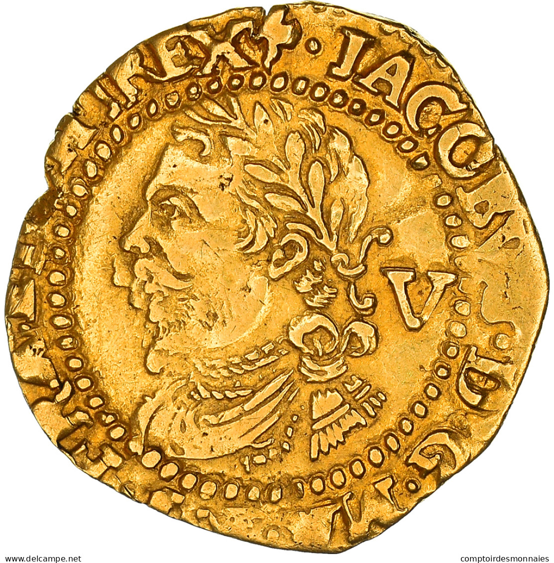 Monnaie, Grande-Bretagne, James I, Quarter Laurel, Londres, TTB, Or - 1485-1662 : Tudor / Stuart