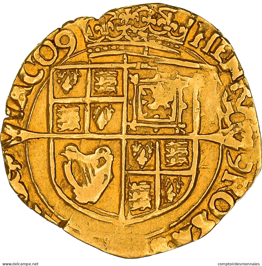 Monnaie, Grande-Bretagne, James I, Quarter Laurel, Londres, TTB, Or - 1485-1662 : Tudor / Stuart