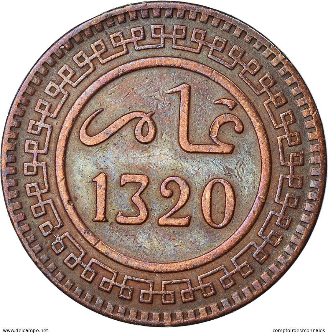 Monnaie, Maroc, 'Abd Al-Aziz, 10 Mazunas, 1902, TTB, Bronze, KM:17.1 - Maroc