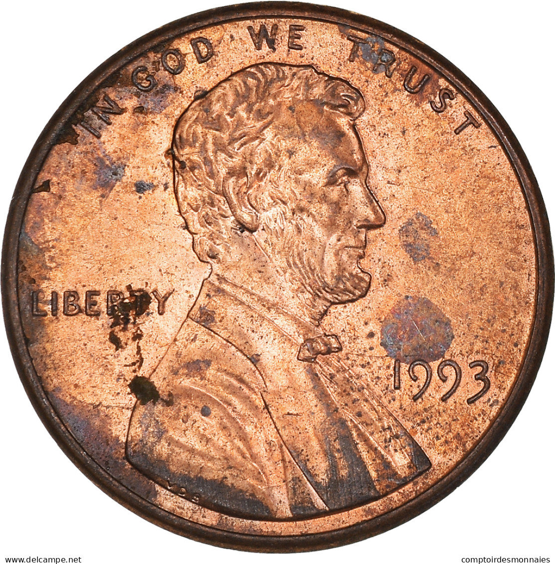Monnaie, États-Unis, Lincoln Cent, Cent, 1993, U.S. Mint, Philadelphie, TB - 1959-…: Lincoln, Memorial Reverse