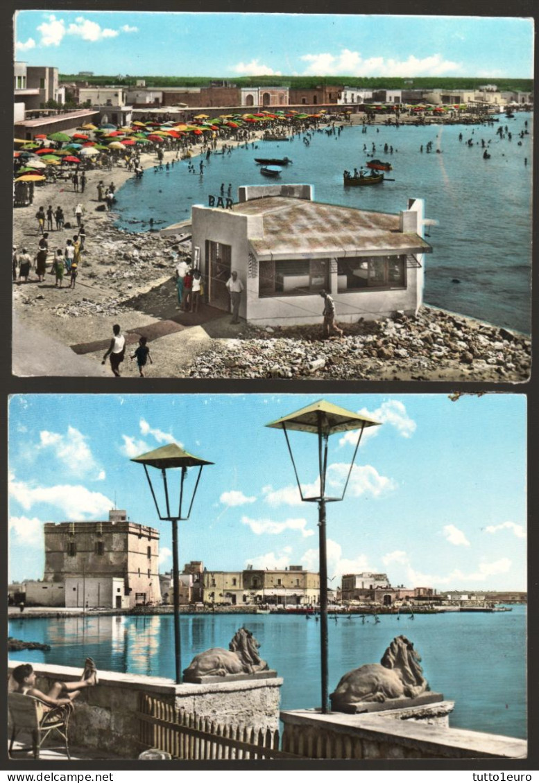 PORTO CESAREO - LECCE - ANNI 60-70 - LOTTO DI 2 CARTOLINE - PANORAMA DALLO SCOGLIO + LA SPIAGGIA - Lecce