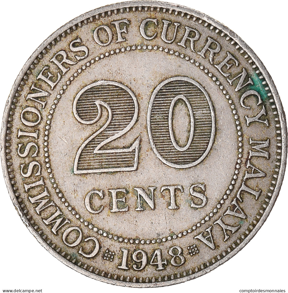 Monnaie, Malaisie, 20 Cents, 1948 - Malaysia