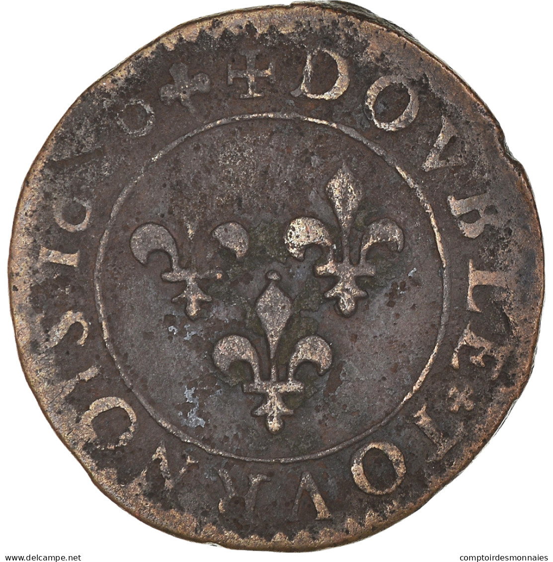 Monnaie, France, Henri IV, Double Tournois, 1606, Lyon, TB, Cuivre, CGKL:202 - 1589-1610 Henri IV Le Vert-Galant