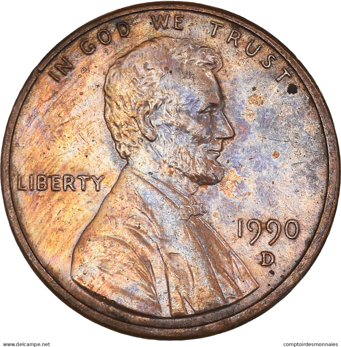 Monnaie, États-Unis, Lincoln Cent, Cent, 1990, U.S. Mint, Denver, TTB, Copper - 1909-1958: Lincoln, Wheat Ears Reverse