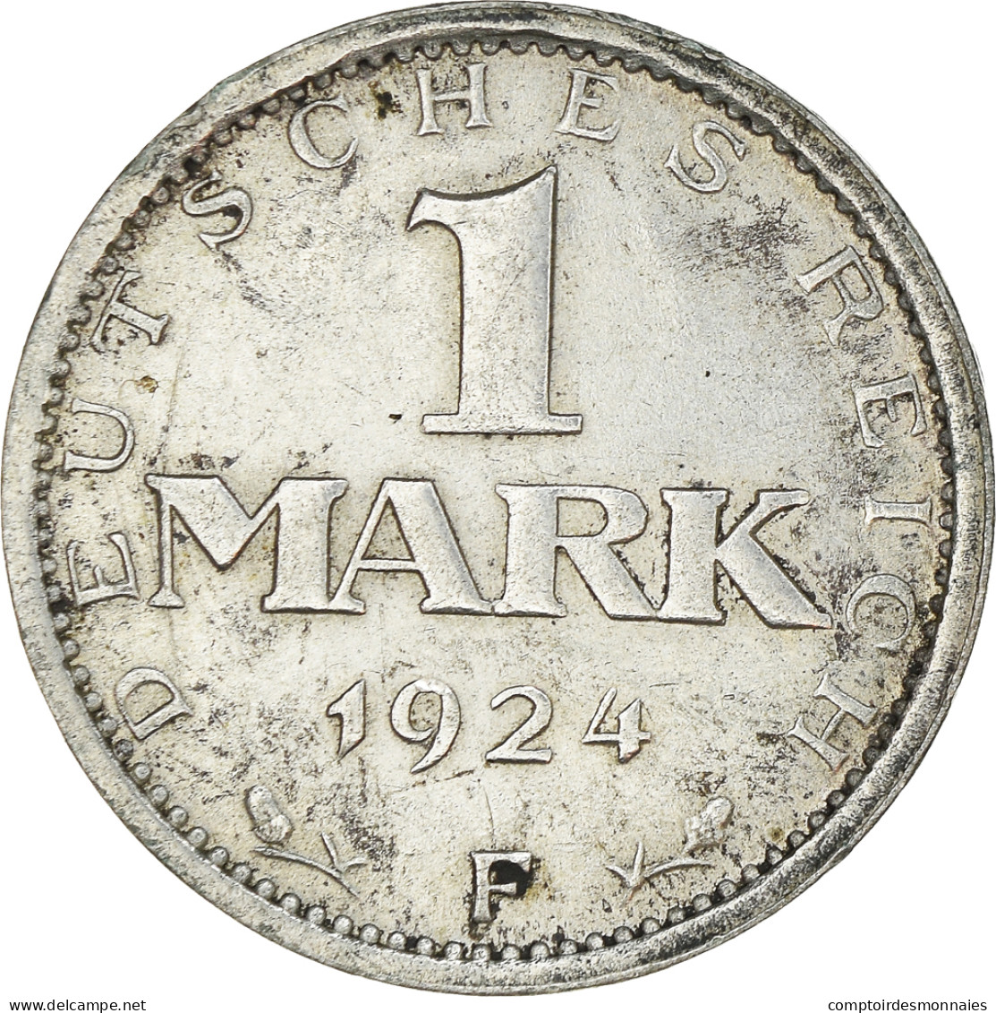 Monnaie, Allemagne, République De Weimar, Mark, 1924, Stuttgart, TB+, Argent - 1 Mark & 1 Reichsmark