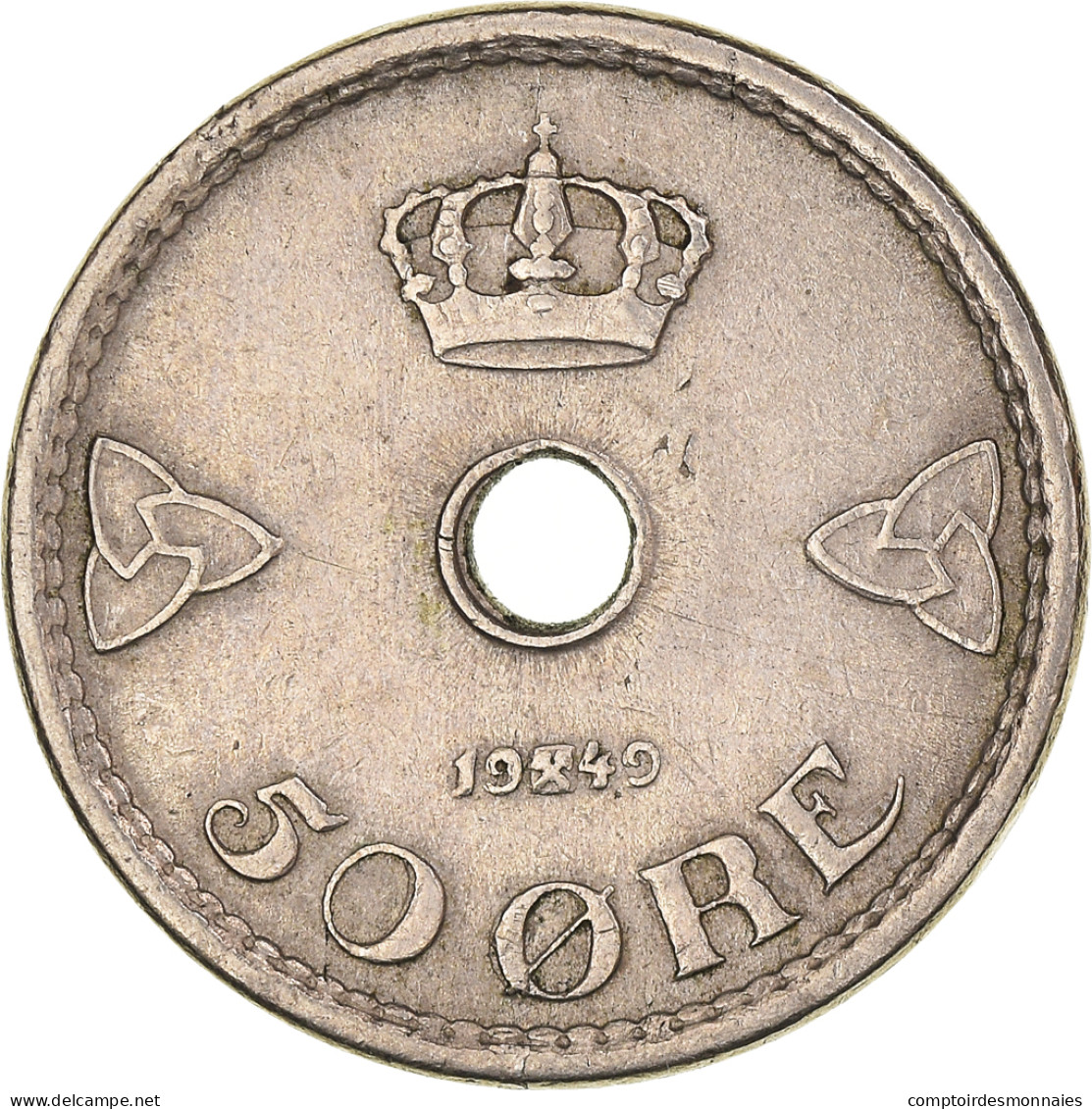 Monnaie, Norvège, Haakon VII, 50 Öre, 1949, TTB, Cupro-nickel, KM:386 - Norvège