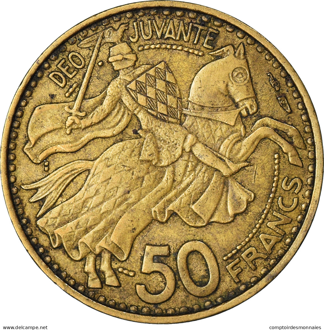 Monnaie, Monaco, Rainier III, 50 Francs, Cinquante, 1950, Monaco, TTB - 1949-1956 Anciens Francs