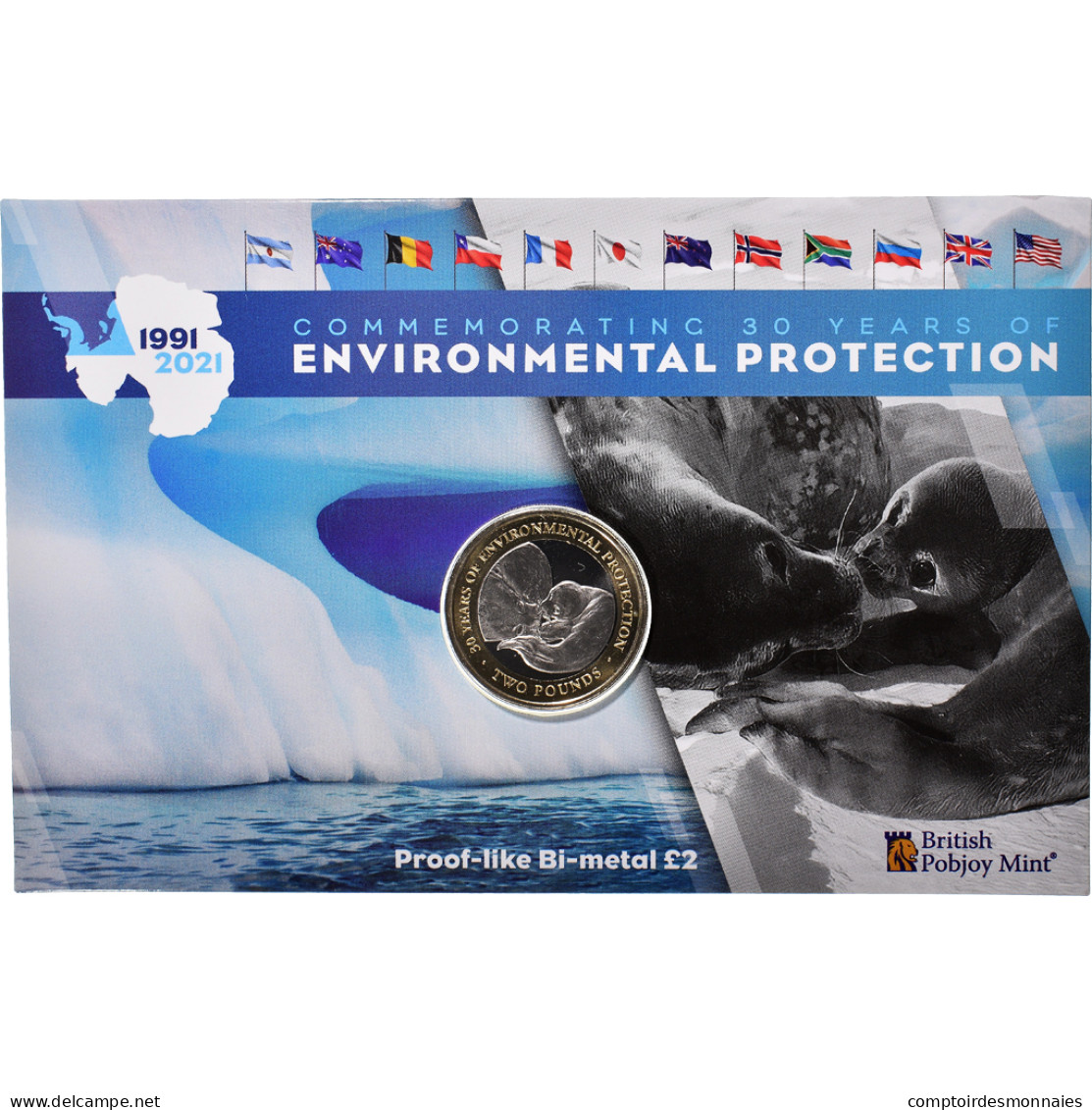 Monnaie, Territoire Antarctique Britannique, Protocole Environnemental, Two - Maundy Sets  & Conmemorativas