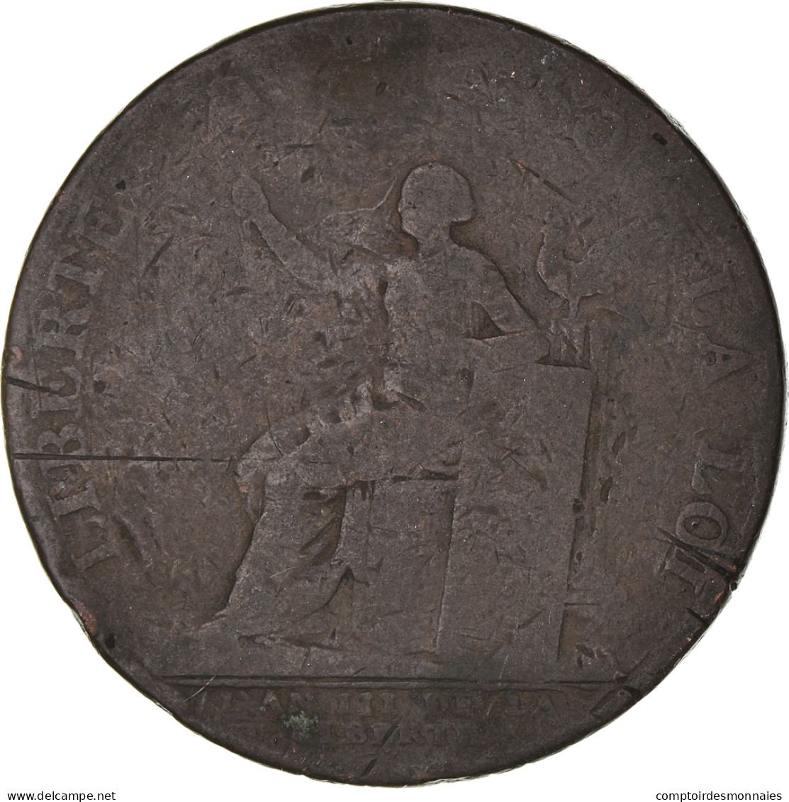 Monnaie, France, 2 Sols, 1791, TB, Bronze, KM:Tn23, Brandon:217 - Andere & Zonder Classificatie