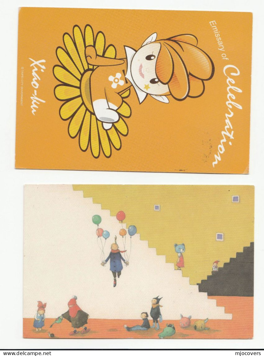 2 Greetings Postcards TAIWAN Stamps To Gb Postcard Taipei China - Briefe U. Dokumente