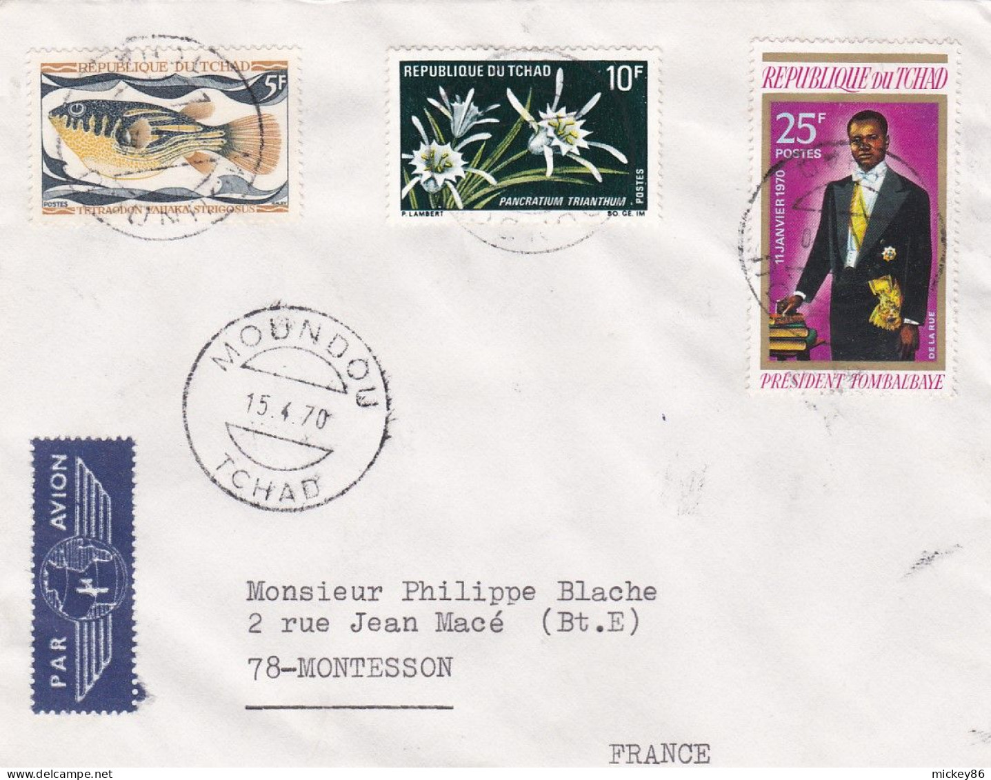 TCHAD -1970--lettre MOUNDOU  Pour Montesson-78 (France),.timbres Divers  Sur Lettre...cachet - Chad (1960-...)