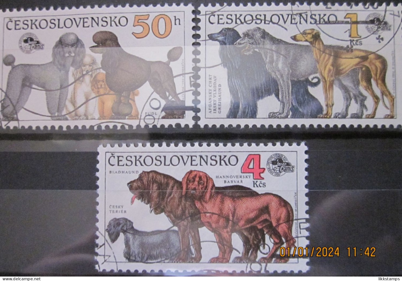 CZECHOSLOVAKIA 1990 ~ S.G. 3030 - 3032, ~ INTER CANIS DOG SHOW. ~ VFU #03235 - Usados