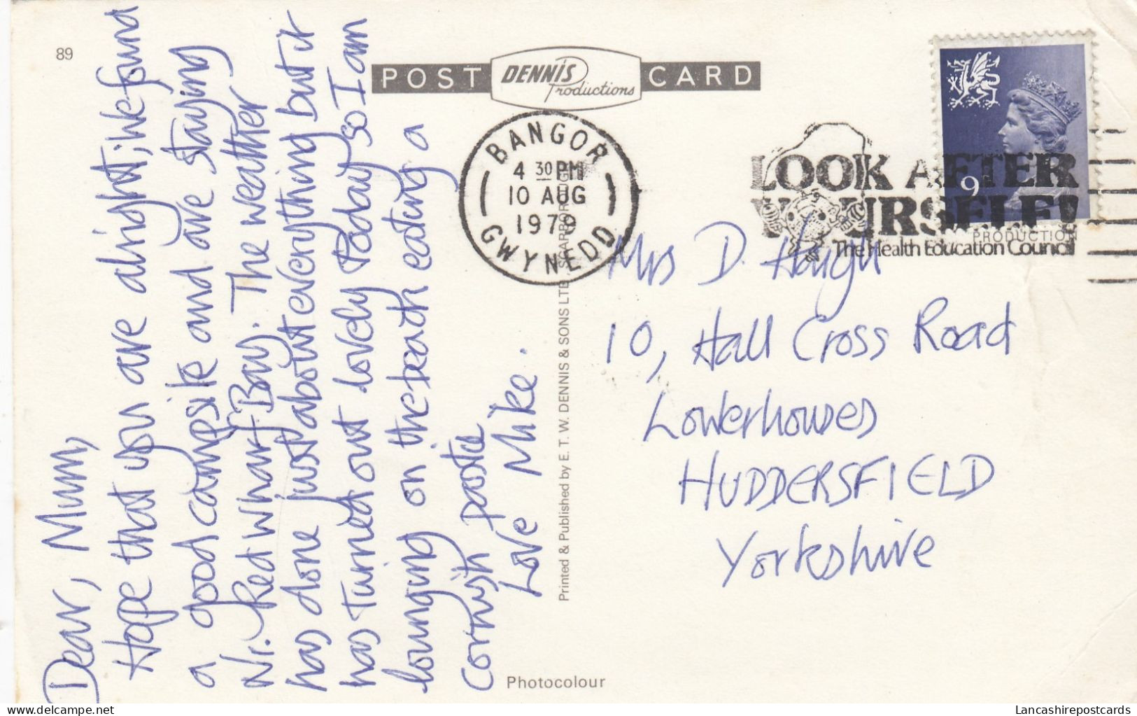 Postcard Genealogy Mrs Hough Hall Cross Road Huddersfield PU 1979 Slogan Cancel My Ref B14887 - Genealogie