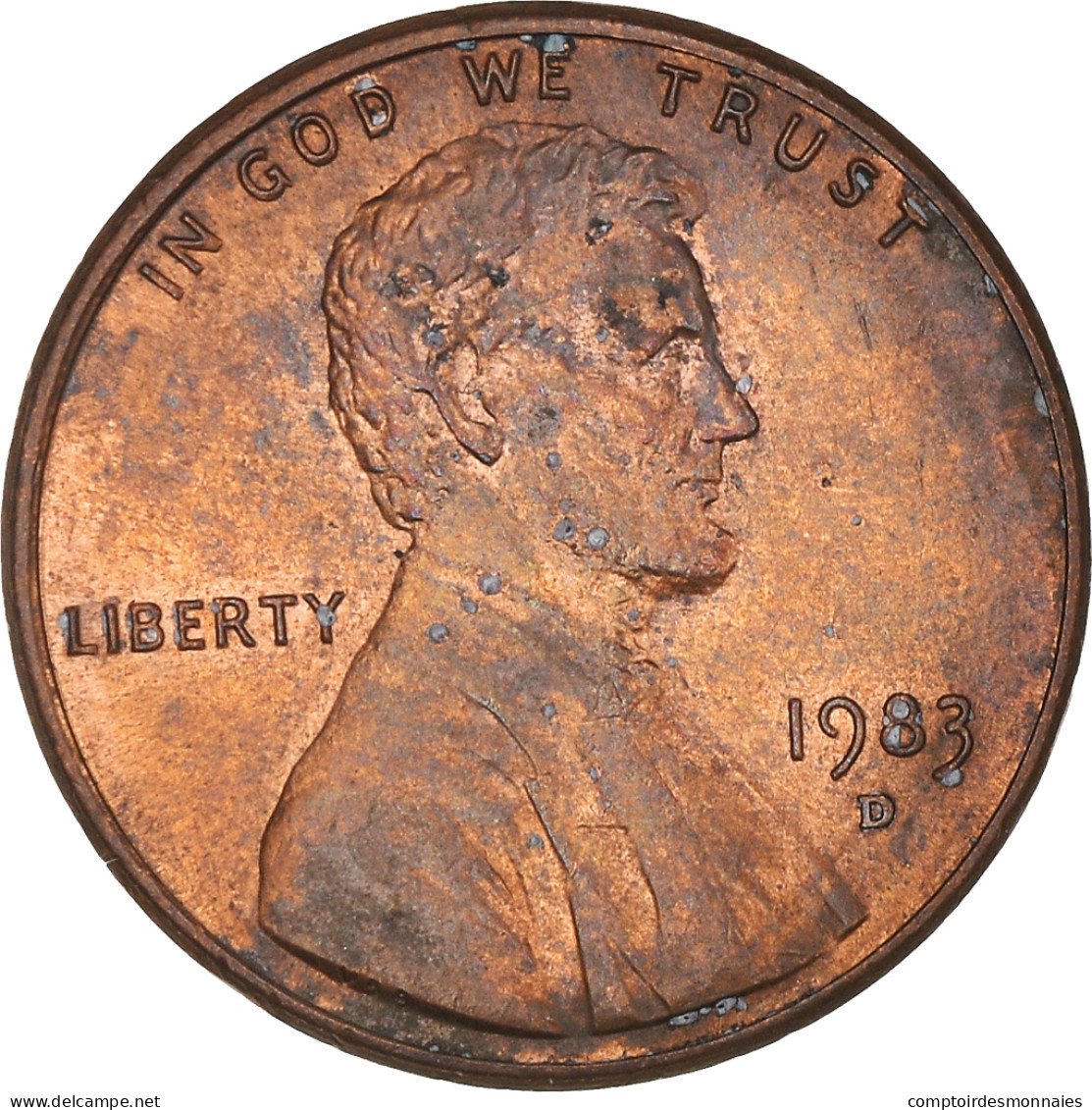 Monnaie, États-Unis, Lincoln Cent, Cent, 1983, U.S. Mint, Denver, TB+, Laiton - 1959-…: Lincoln, Memorial Reverse