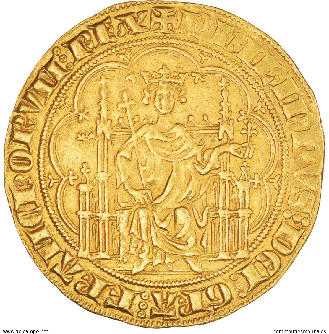 Monnaie, France, Philippe IV Le Bel, Chaise D'or, (1303), Rare, TTB+, Or - 1285-1314 Philippe IV Le Bel