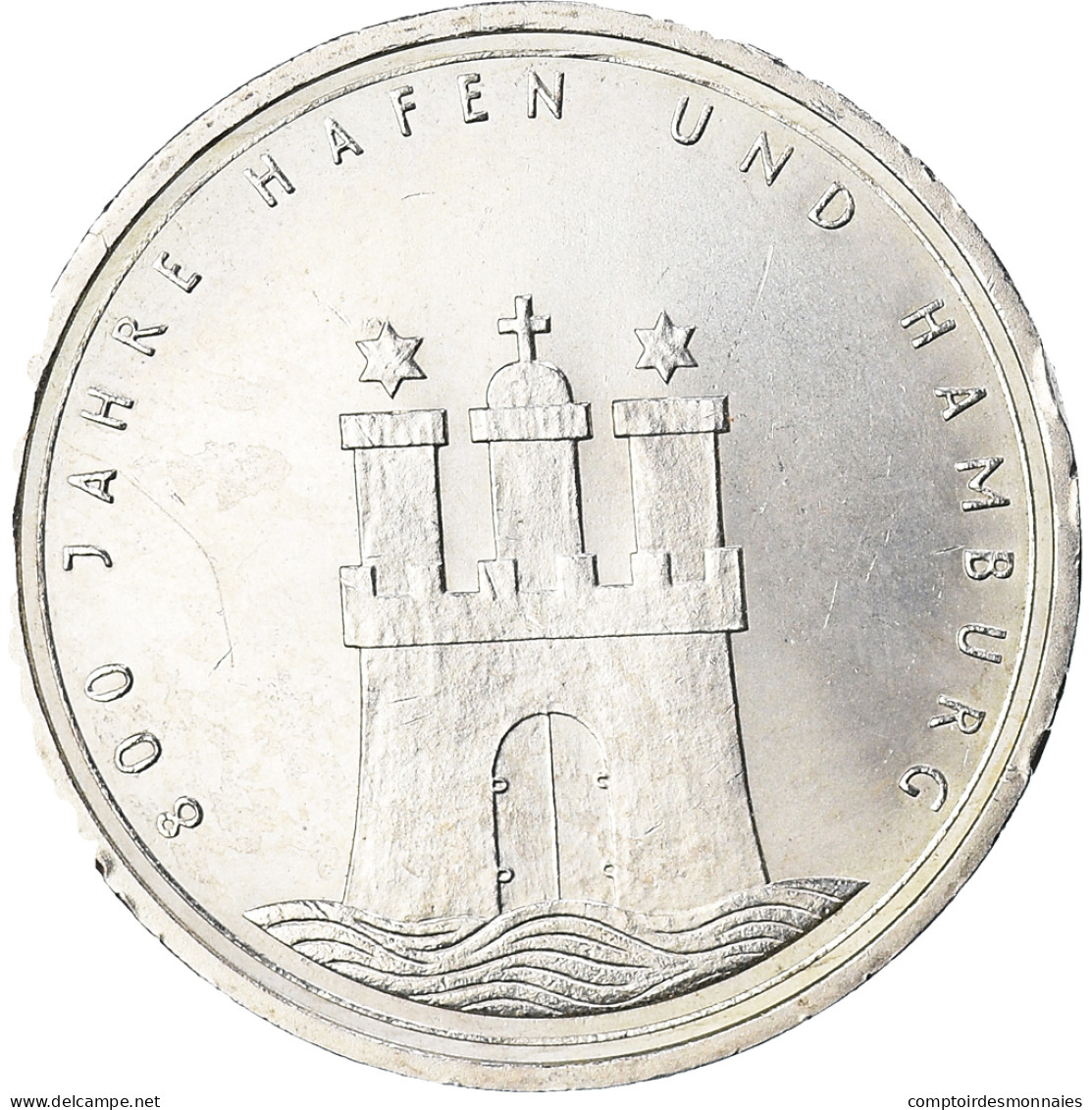 Monnaie, République Fédérale Allemande, 10 Mark, 1989, Hamburg, Germany, TTB - Conmemorativas