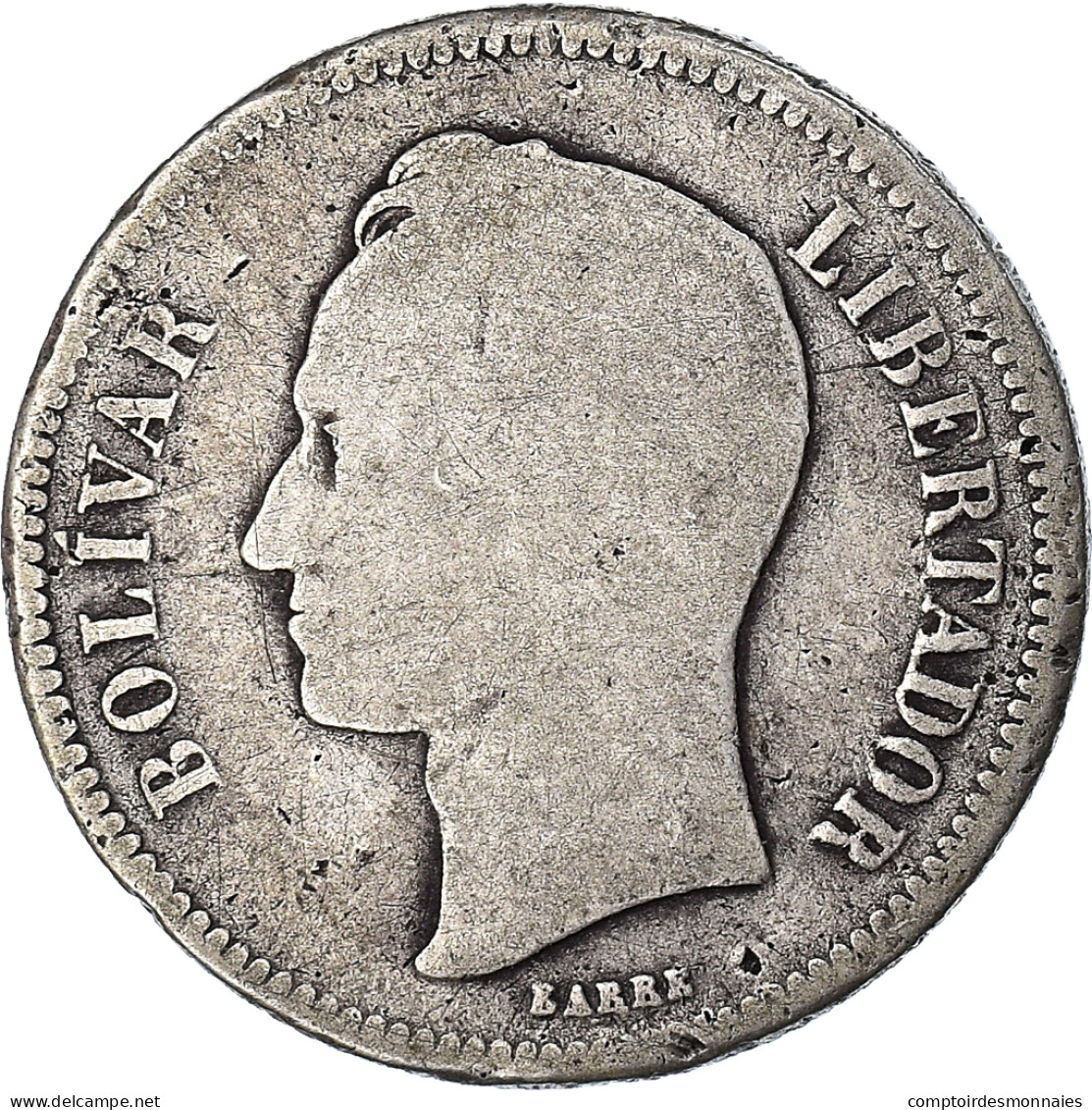 Monnaie, Venezuela, Gram 10, 2 Bolivares, 1902, B+, Argent, KM:23 - Venezuela